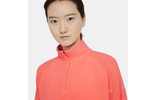 Nike Womens Dri-Fit Air MidLayer Top - Bright Mango/Reflective Silver