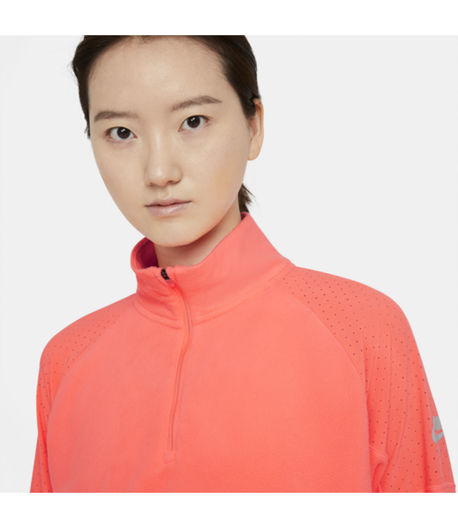 Nike Nike Womens Dri-Fit Air MidLayer Top - Bright Mango/Reflective Silver