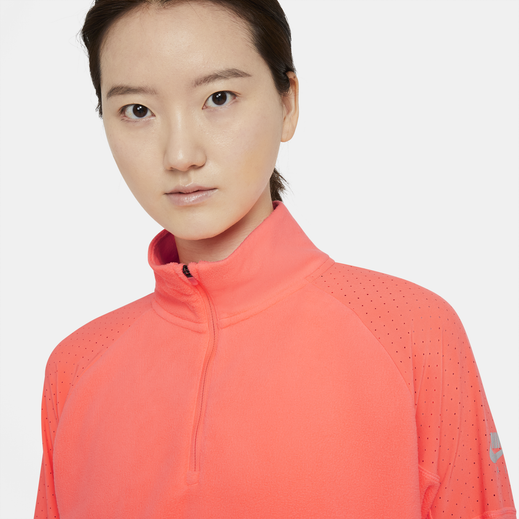 Nike Womens Dri-Fit Air MidLayer Top - Bright Mango/Reflective Silver