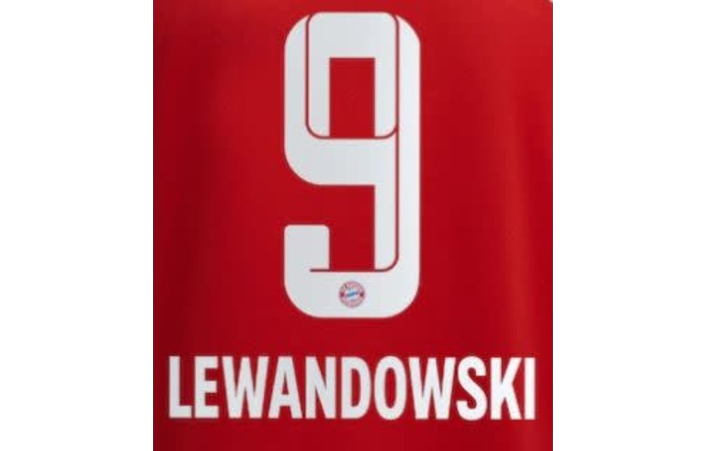 Lewandowski # 9 Bayern Munich 21/22 Home Nameset / White
