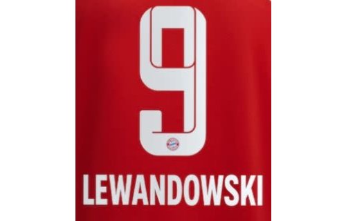 Lewandowski # 9 Bayern Munich 21/22 Home Nameset / White