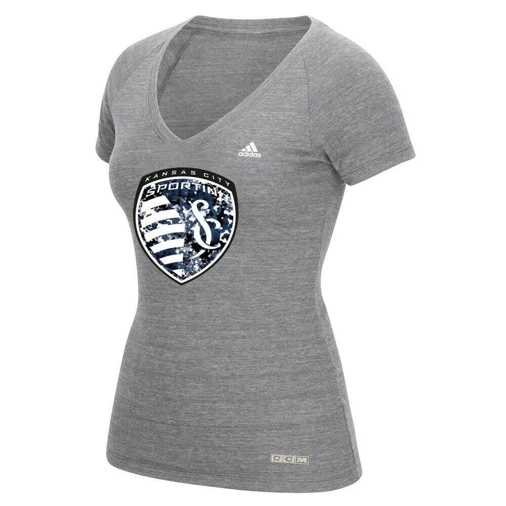 adidas Sporting Kansas City MLS Womens Flower Explosion V-Neck T-Shirt