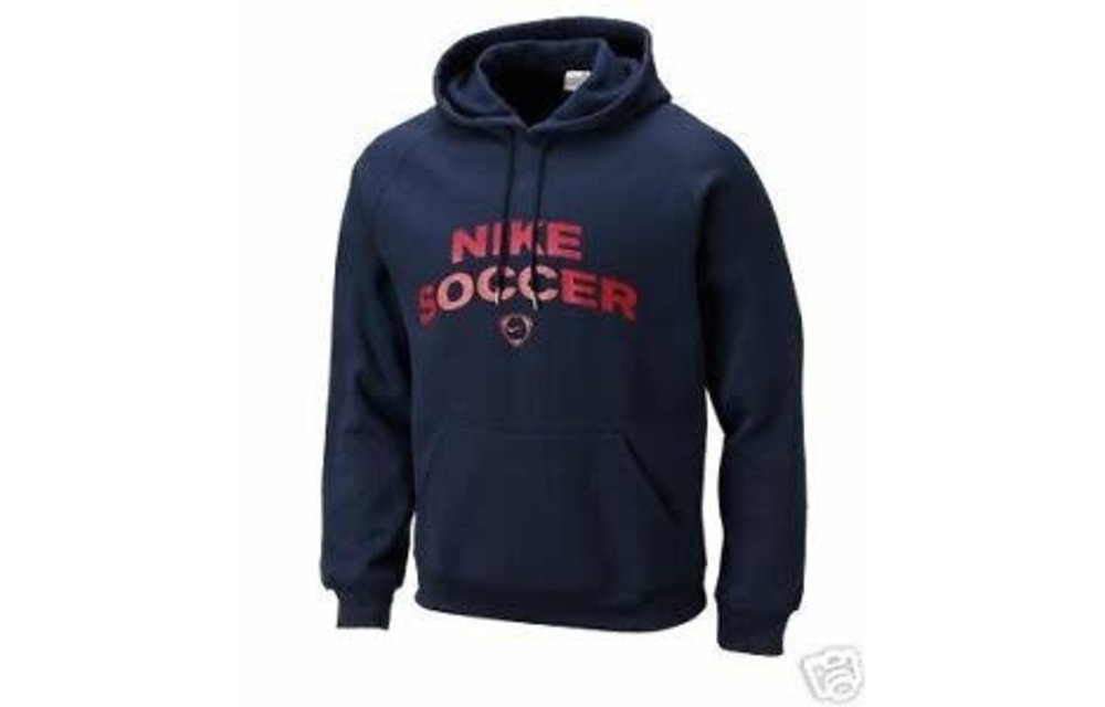 Nike Tiempo Hooded Fleece Sweat Top- Navy Blue / Red