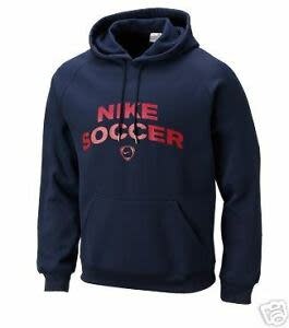 Nike Tiempo Hooded Fleece Sweat Top- Navy Blue / Red