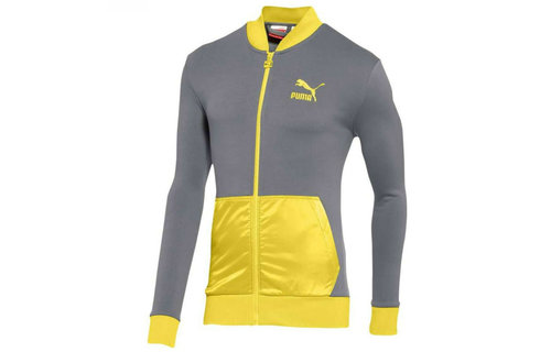 Puma CB Organic Full Zip 2013 Colorblock Casual Jacket - Navy Gray / Yellow