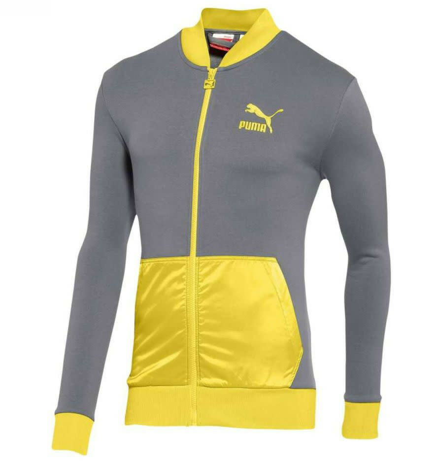 Puma CB Organic Full Zip 2013 Colorblock Casual Jacket - Navy Gray / Yellow