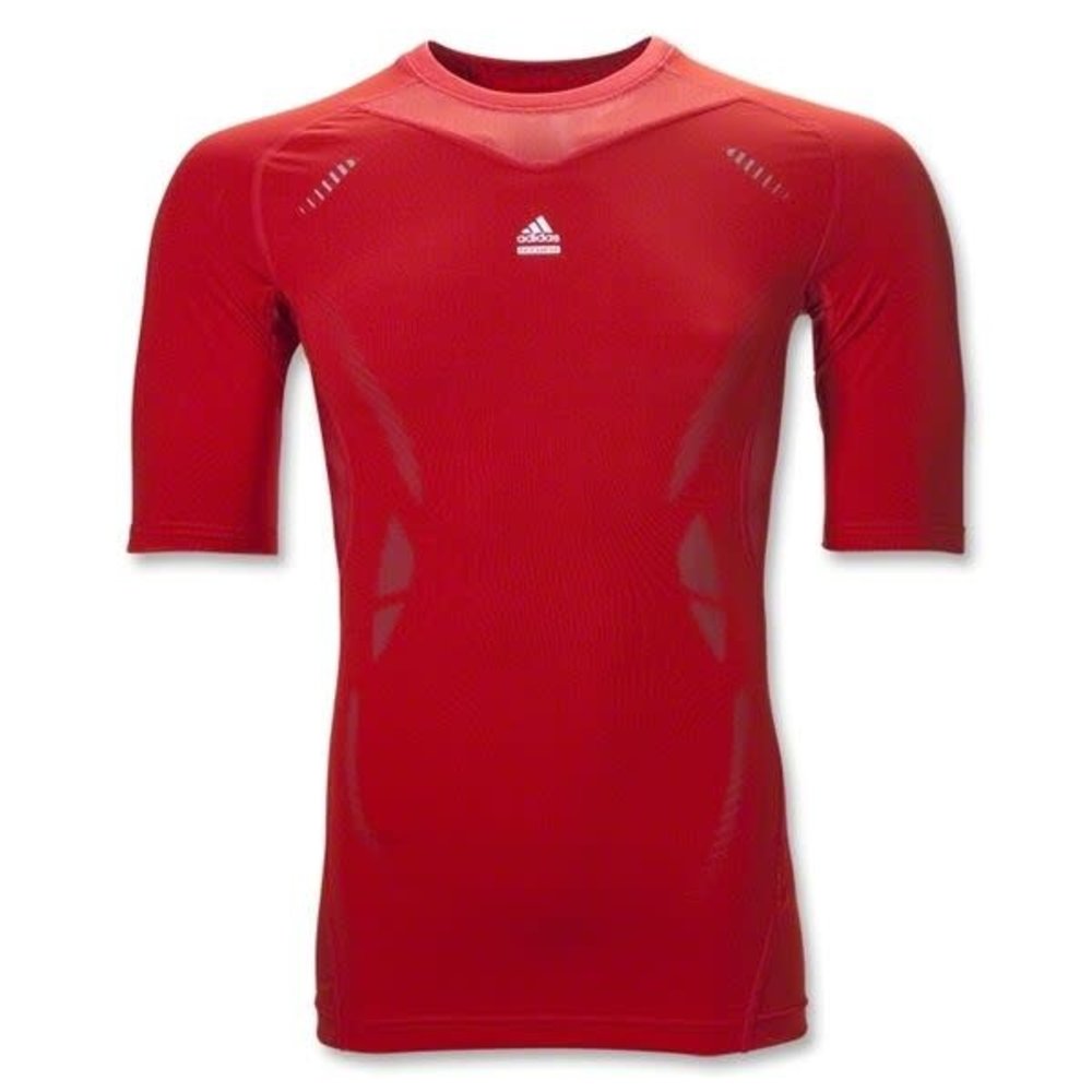 adidas TechFit Compression SS ClimaLite Underlayer-Red - Soccerium