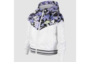 Nike Girls Printed Windbreaker AOP Jacket - White/Grey