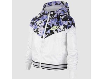 Nike Girls Printed Windbreaker AOP Jacket - White/Grey