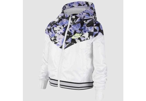 Nike Girls Printed Windbreaker AOP Jacket - White/Grey