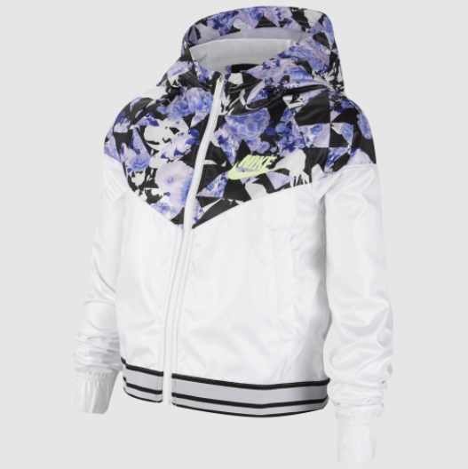 Nike Girls Printed Windbreaker AOP Jacket - White/Grey