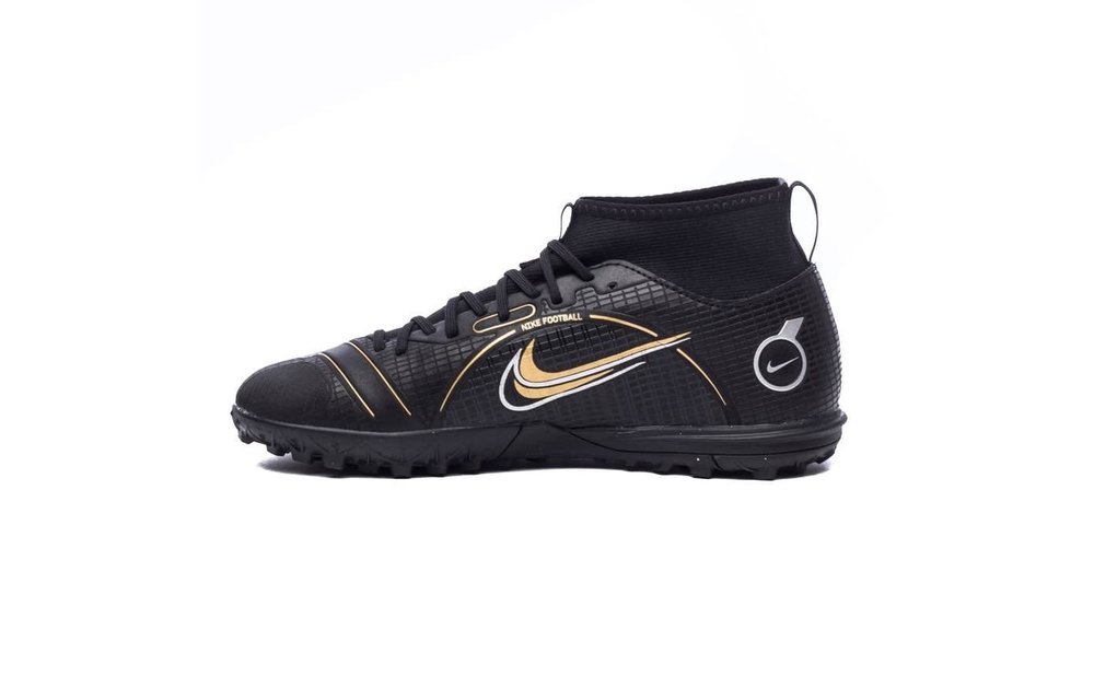 Nike Jr Superfly 8 DF Academy TF Turf - Black / Metallic Silver / Metallic Gold