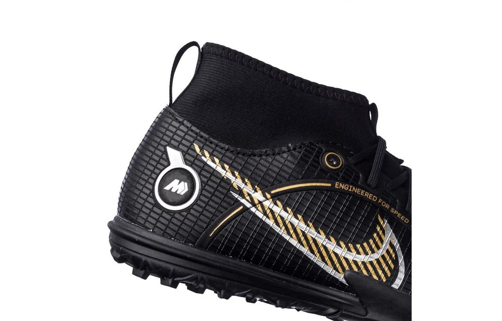 Nike Jr Superfly 8 DF Academy TF Turf - Black / Metallic Silver / Metallic Gold