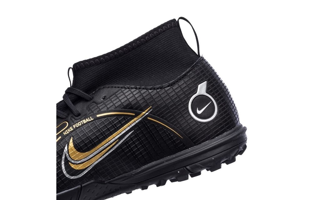 Nike Jr Superfly 8 DF Academy TF Turf - Black / Metallic Silver / Metallic Gold