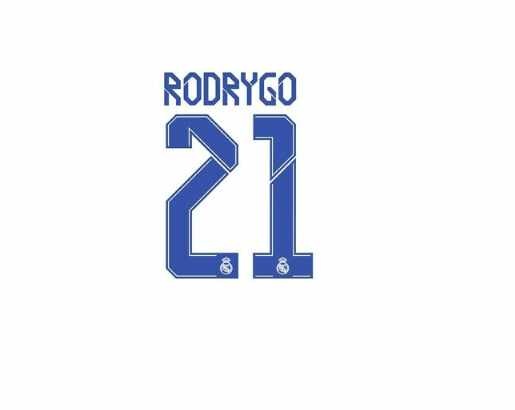 Rodrygo #21 Real Madrid 21/22 Away - Third Nameset