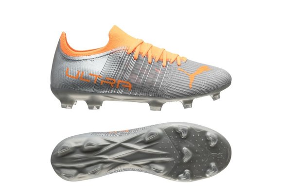Puma Ultra 3.4 FG/AG Soccer Shoes- Diamond Silver / Citrus