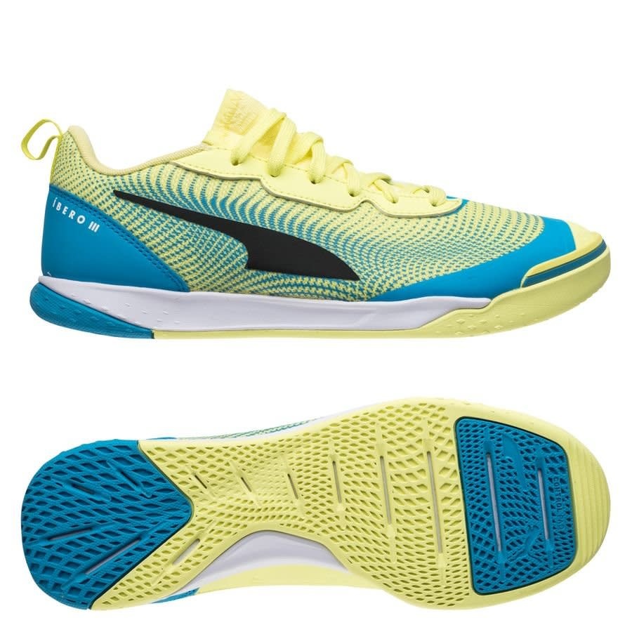 hengel vork Gemengd Puma Ibero III Indoor Futsal Shoes -Yellow/Blue Azur/White - Soccerium