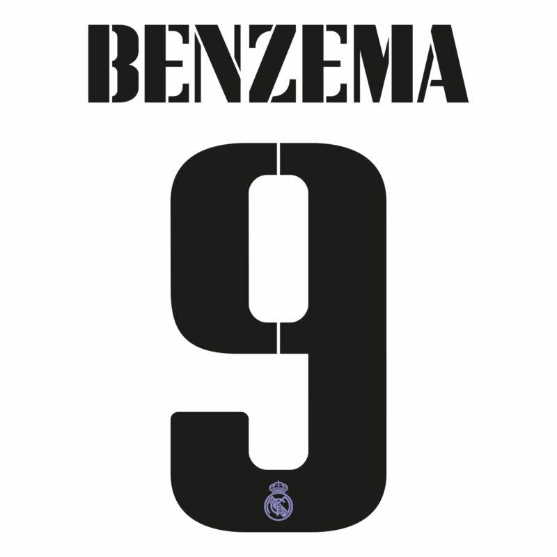 Benzema # 9 Real Madrid 22/23 YOUTH Home / Away  Nameset