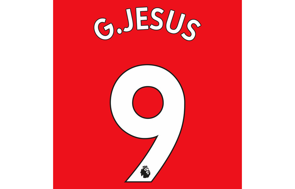 G.Jesus # 9 Arsenal 22/23 Home Nameset - White