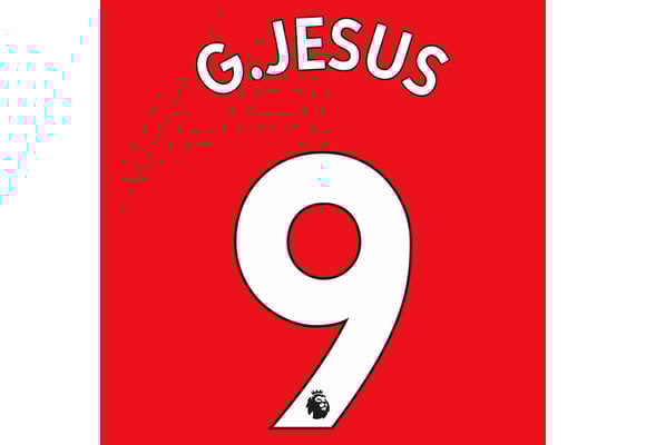G.Jesus # 9 Arsenal 22/23 Home Nameset - White