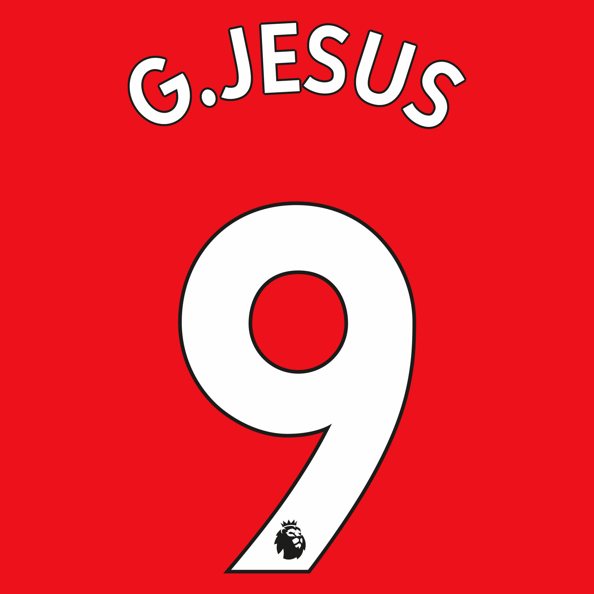 G.Jesus # 9 Arsenal 22/23 Home Nameset - White