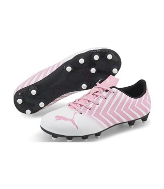 Puma Puma Jr Tacto II  FG Toodler/Youth Soccer Shoes - White/Prism Pink