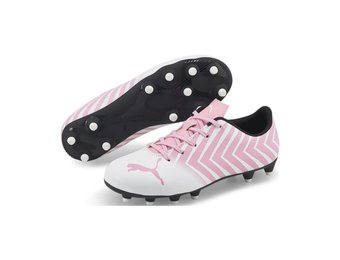 Puma Jr Tacto II  FG Toodler/Youth Soccer Shoes - White/Prism Pink