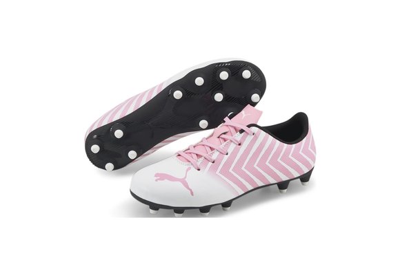 Puma Jr Tacto II  FG Toodler/Youth Soccer Shoes - White/Prism Pink