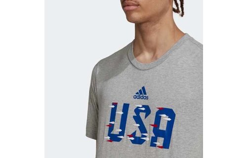 adidas United States USA FIFA WC World Cup 2022 Tee Shirt - Heather Grey
