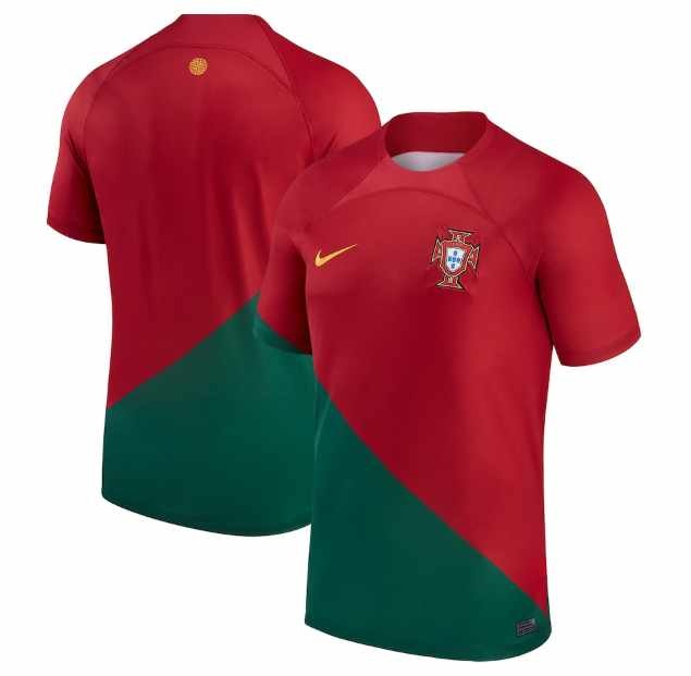 Nike Portugal WC World Cup 2022 Home Jersey - Pepper Red/Gold Dart