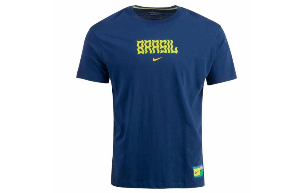 Nike Womens Brazil WC World Cup 2022 Swoosh Shirt - Blackened Blue