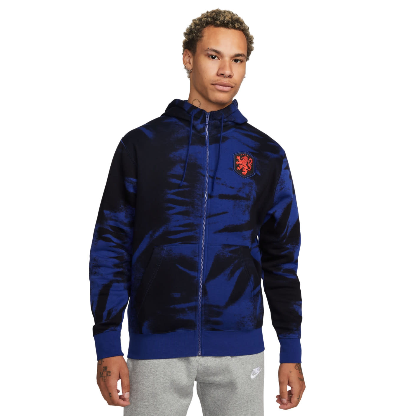 Nike Netherlands / Holland WC World Cup 2022 Fleece Full Zip Hoodie - Black/Blue