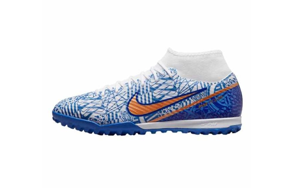 Nike Zoom Mercurial Superfly 9 CR7 Academy DF TF Turf - White/Metallic Copper/Blue