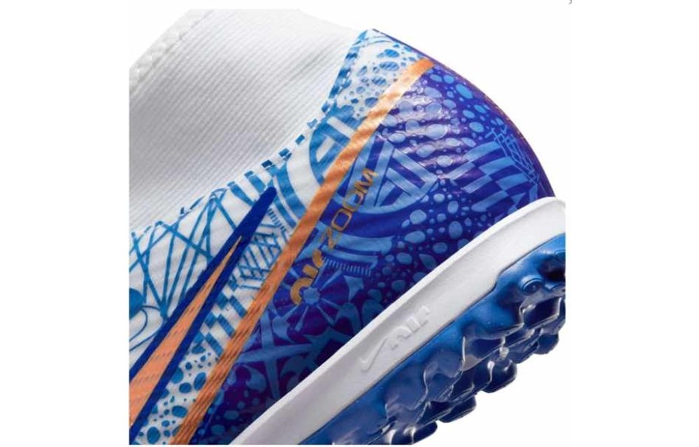 Nike Zoom Mercurial Superfly 9 CR7 Academy DF TF Turf - White/Metallic Copper/Blue