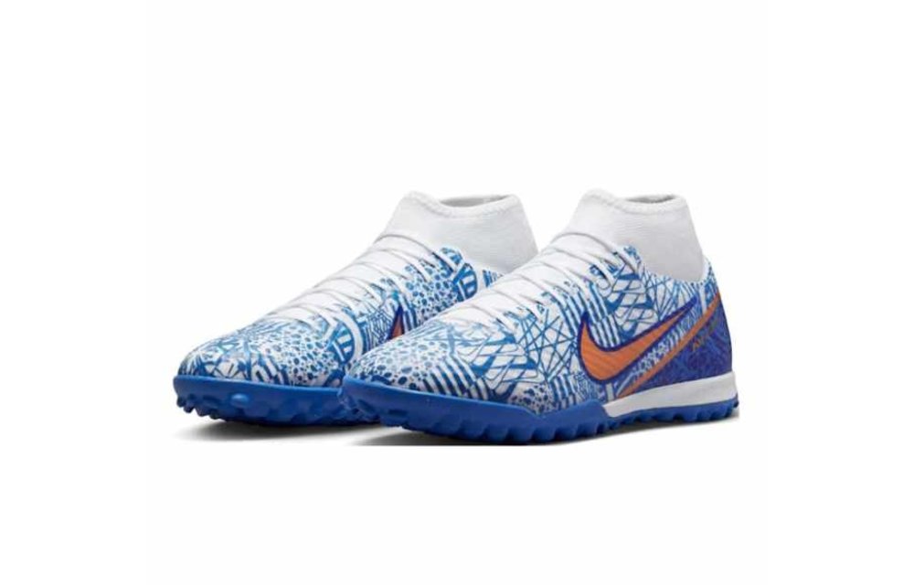 Nike Zoom Mercurial Superfly 9 CR7 Academy DF TF Turf - White/Metallic Copper/Blue