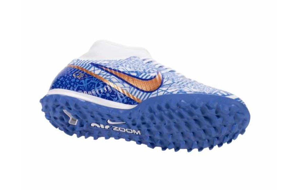 Nike Zoom Mercurial Superfly 9 CR7 Academy DF TF Turf - White/Metallic Copper/Blue