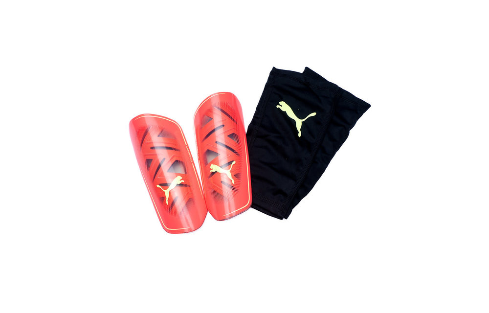Puma Ultra Flex Sleeve Shin Guards - Fiery Coral/Fizzy Light