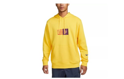 Nike Barcelona 2022 -23 Club Pullover Hoodie - Yellow/Deep Royal