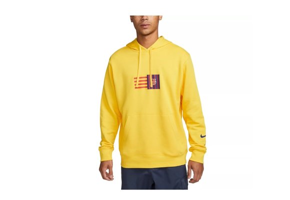 Nike Barcelona 2022 -23 Club Pullover Hoodie - Yellow/Deep Royal