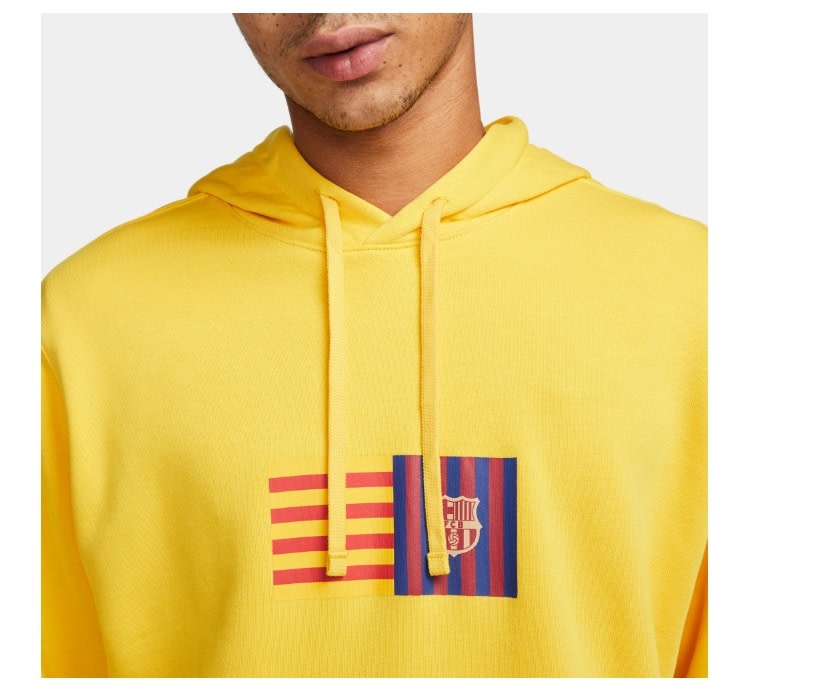 Nike Barcelona 2022 -23 Club Pullover Hoodie - Yellow/Deep Royal
