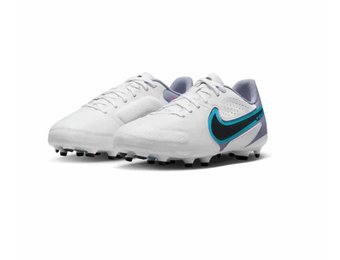 Junior Tiempo Legend 9 Club Astro Turf Football Boots - White / Baltic Blue