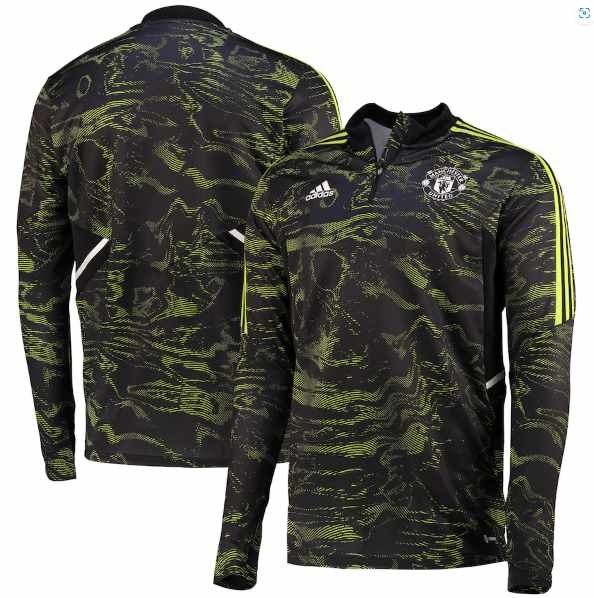 adidas Manchester United 2022 - 23 Long Sleeve UCL Training Top- Semi Solar Slime/Black