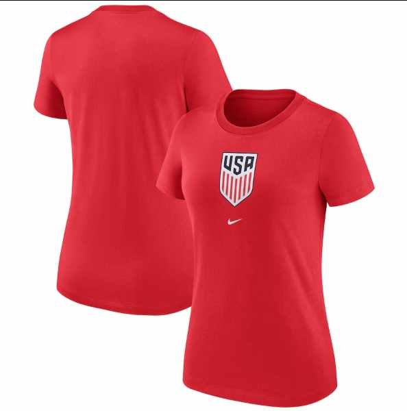 Nike Womens United States USA WC World Cup 2022 Crest Shirt - Speed Red