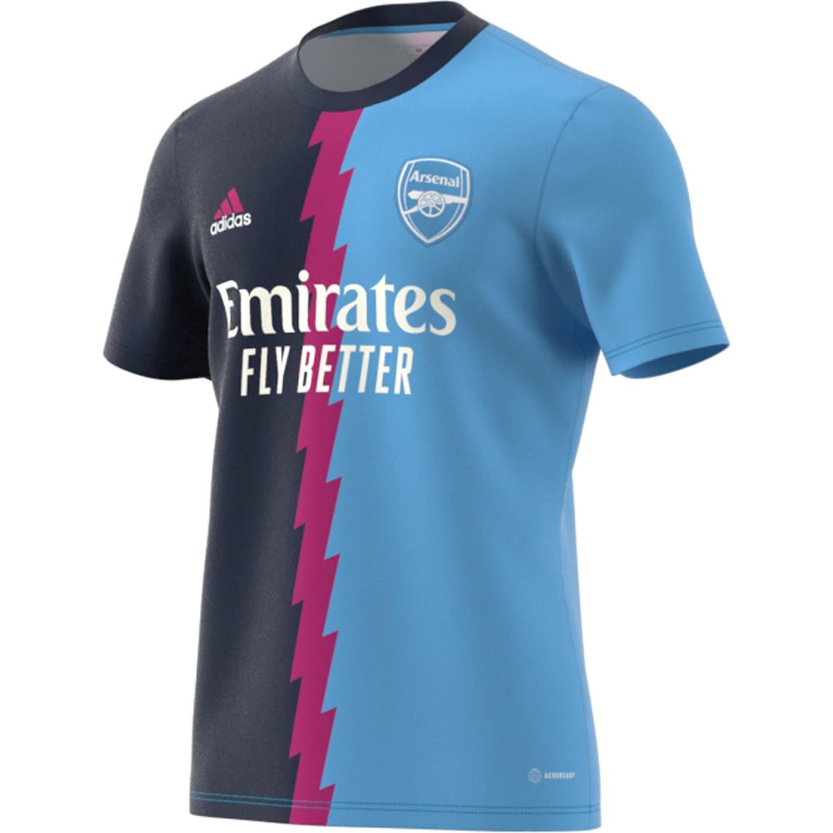 adidas Arsenal 2022 - 23 Prematch Training Jersey- Navy/Magenta/Sky Rush