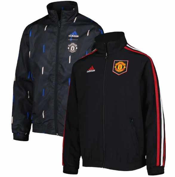 adidas Manchester United 2022 - 23 Reversible Anthem Jacket - Black