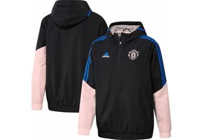 adidas Manchester United 2022 - 23 Raglan FZ Hooded AWF Jacket - Black/Icey Pink