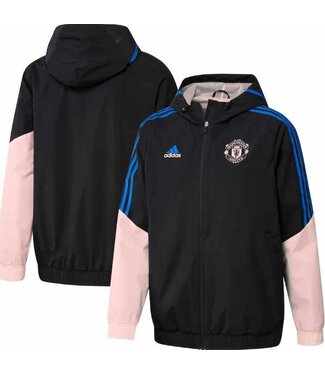 adidas adidas Manchester United 2022 - 23 Raglan FZ Hooded AWF Jacket - Black/Icey Pink