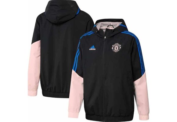 adidas Manchester United 2022 - 23 Raglan FZ Hooded AWF Jacket - Black/Icey Pink