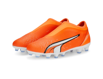 Puma Jr Ultra Match LL Laceless FG/AG - Orange/White/Blue Glimmer