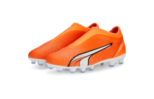 Puma Jr Ultra Match LL Laceless FG/AG - Orange/White/Blue Glimmer